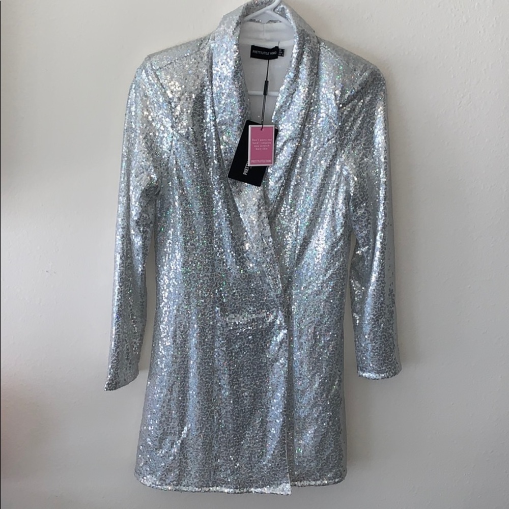 Sliver Sequin Oversized Blazer Dress